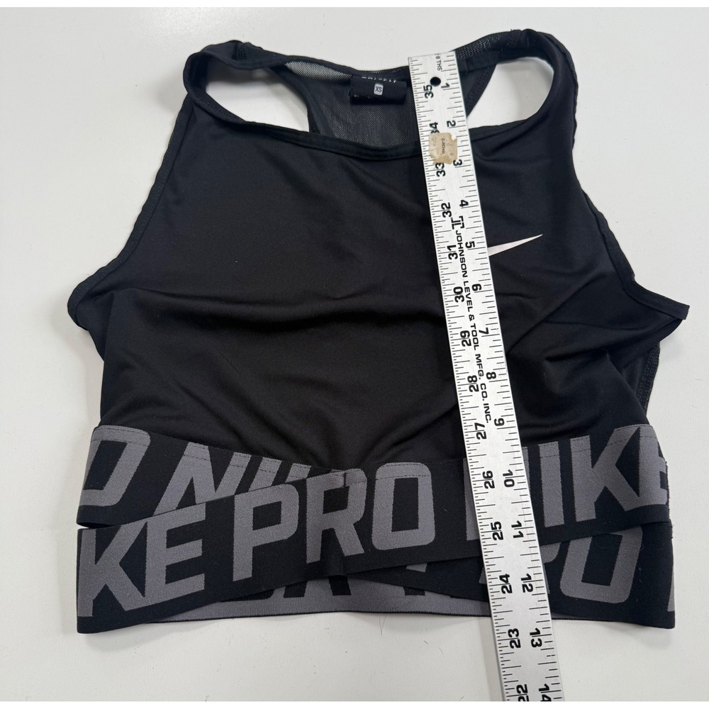 Nike Pro Dri-FIT Crop Top Black Mesh Racerback High Neck XS